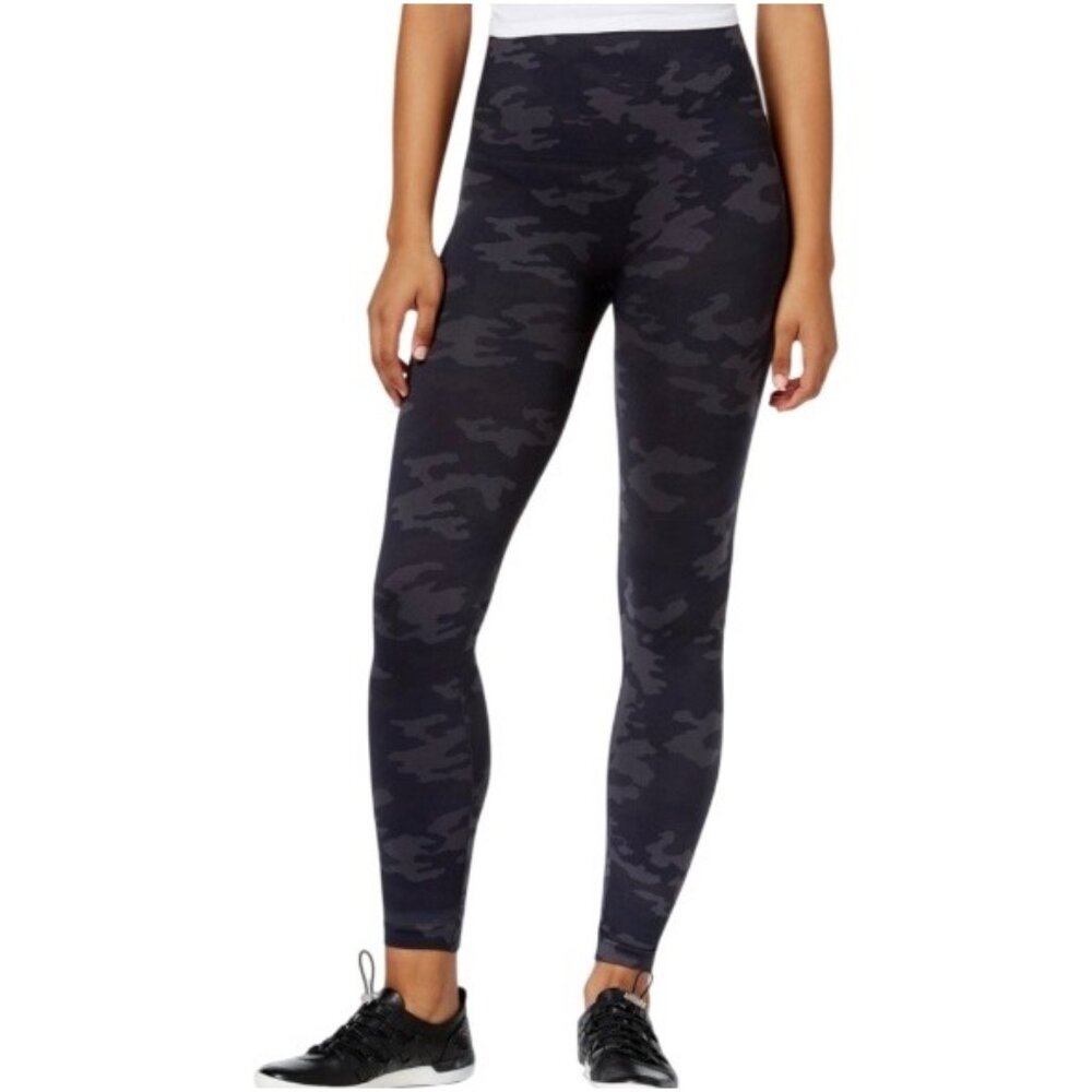 Spanx Look At Me Now High-Waisted Seamless Leggings Black Camo Womens Size L